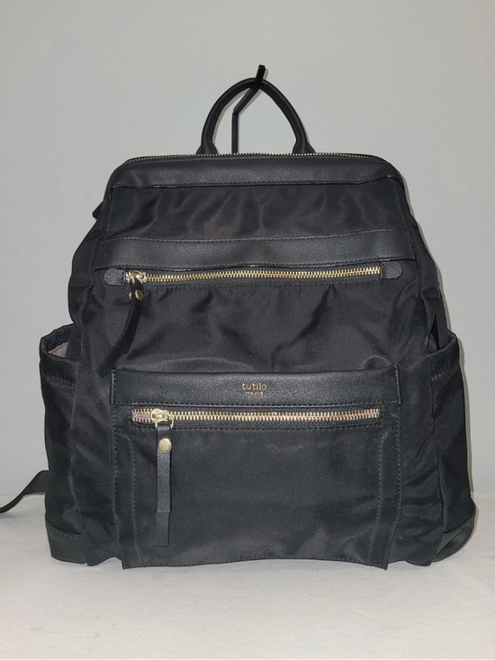 Tutilo Handbags - Tutilo Boost Backpack Black Nylon Vegan Leather Trim Laptop Bag